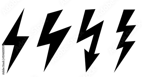 Lightning icon, thunder bolt vector signs
