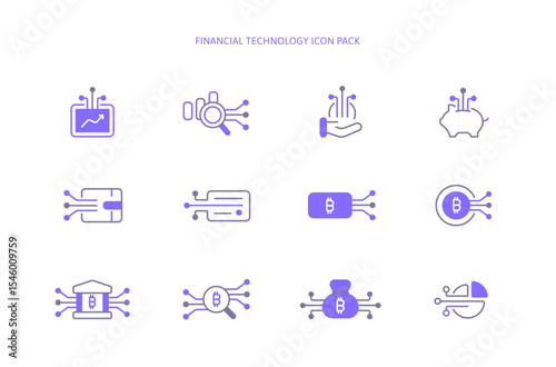 Color line flat Finance Fintech Icon with Electricity Line in Futuristic Payment and Digital Banking. Cryptocurrency or Stable Coin AI Financial Analysis Symbol. Editable Stroke illustration.