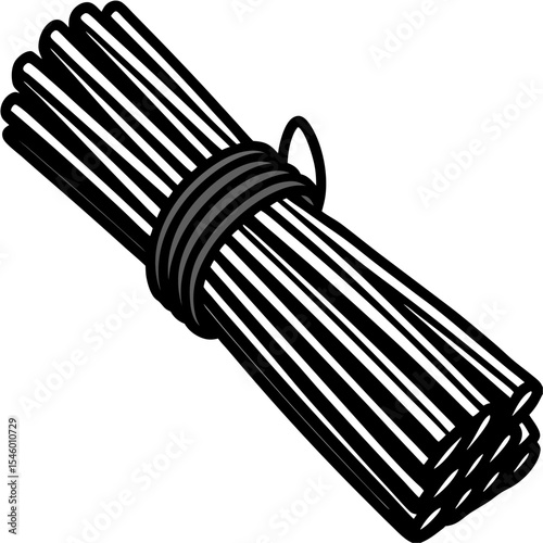 Bundle of steel rods tied with wire industrial construction material graphic