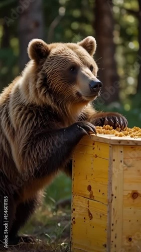 Captivating portrait of a large, dangerous brown bear, a magnificent wild mammal with thick fur, at the zoo