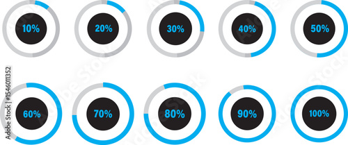 PrCircle loading or circle progress collection. Circular progress bar icons.Battery indicator symbols, green and grey color, vactor illustration,
int