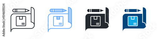 Prototype Icon Set Multiple Style. Design In Outline, Blue, Glyph, Dual Tone