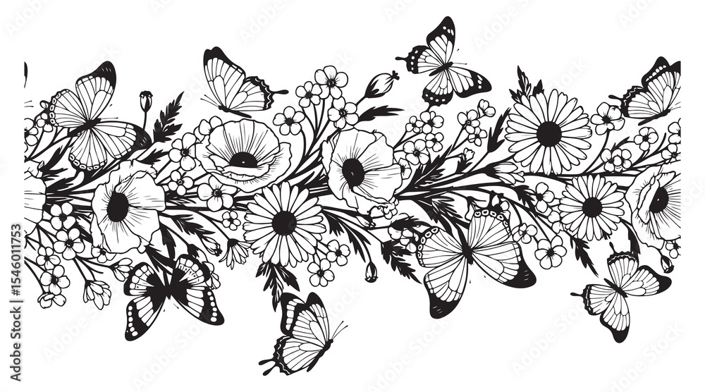 Fototapeta premium black and white flowers