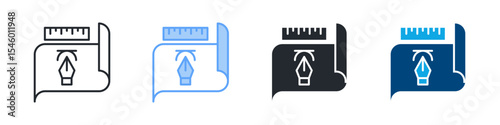 Design Icon Set Multiple Style. Design In Outline, Blue, Glyph, Dual Tone