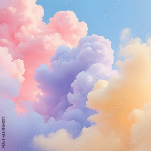 Pastel pink, purple, and yellow cloudscape in a dreamy sky