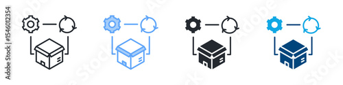 Product Chain Icon Set Multiple Style. Design In Outline, Blue, Glyph, Dual Tone