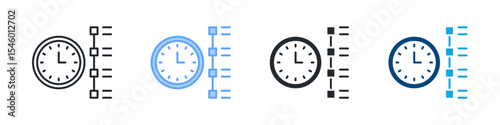 Timeline Icon Set Multiple Style. Design In Outline, Blue, Glyph, Dual Tone