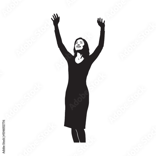 Free lady hands raised expressing liberation and unburdened spirit - lady hands raised silhouette - lady hands raised Vector - Silhouette of lady hands raised
