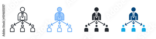 Coordination Icon Set Multiple Style. Design In Outline, Blue, Glyph, Dual Tone