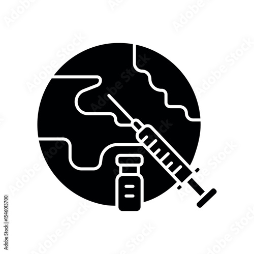 Vaccination black flat icon for digital and print projects.