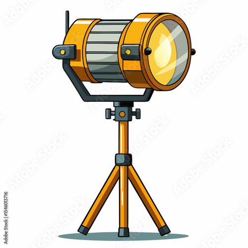 Handheld and tripod mounted work light detailed vector illustration
