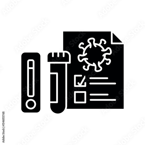 Virus testing and diagnosis black flat icon for digital and print projects.