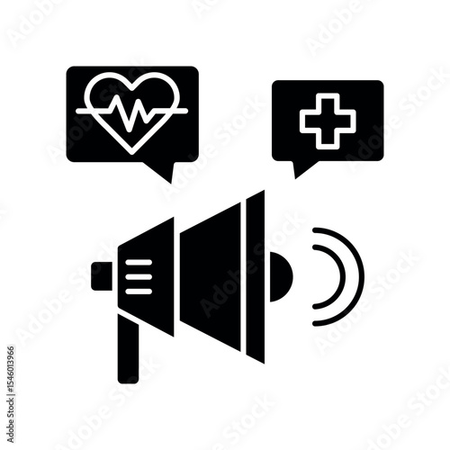 Medical information campaign black flat icon for digital and print projects.
