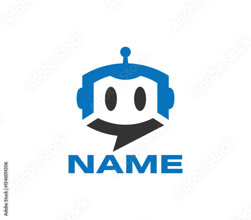 Modern Chatbot Robot Logo – AI Messaging and Tech Branding Icon