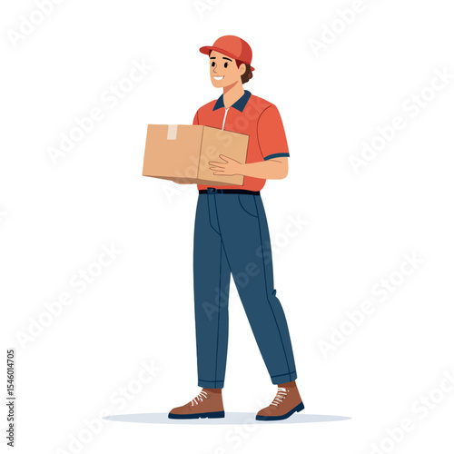Delivery Expert: A diligent delivery person stands ready, clutching a neatly packaged box, ready to serve. Focused on convenience and reliability.