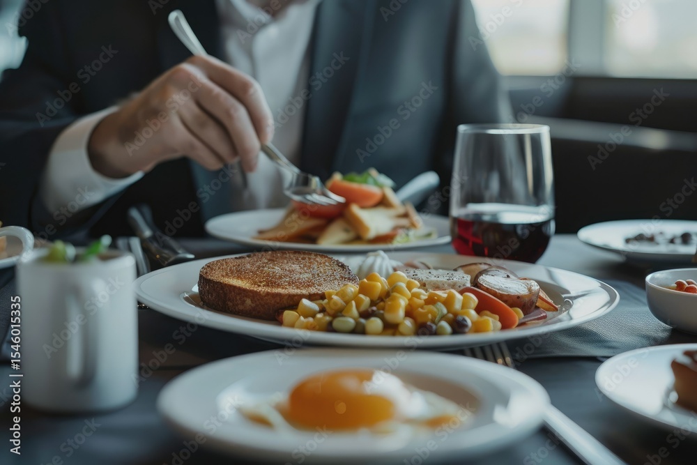 Ultra Hd Picture of Business Man Eat the American Breakfast Set in a Hotel Ultra Hd Picture of Business Man Eat the American Breakfast Set in a Hotel