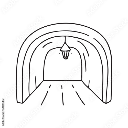 An overhead light installed on the underpass ceiling