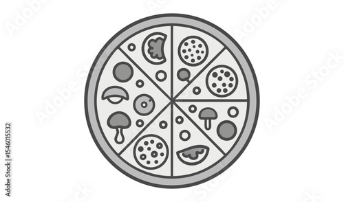 Delicious pizza with various toppings illustration