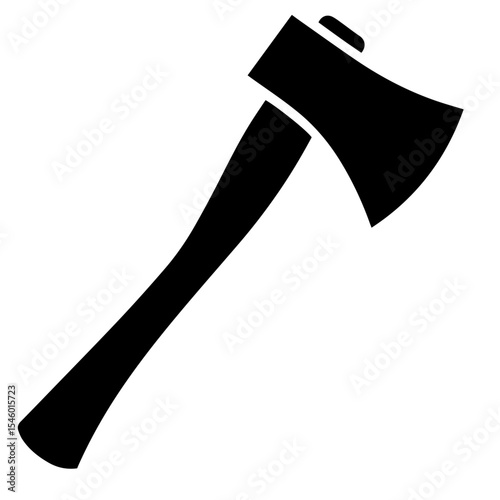 Black and white vector silhouette of a axe on white background