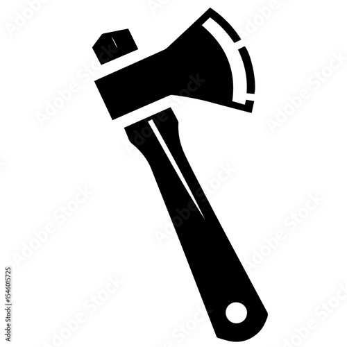Black and white vector silhouette of a axe on white background