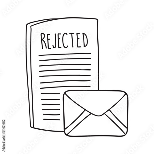 A rejection letter placed close to an opened envelope
