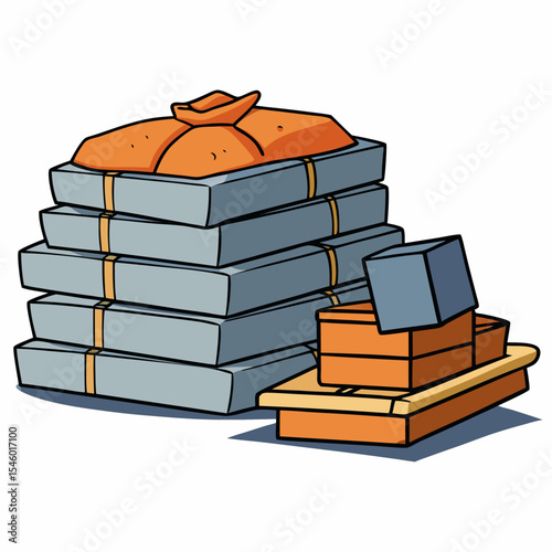 Pile of construction materials bricks stones and concrete blocks