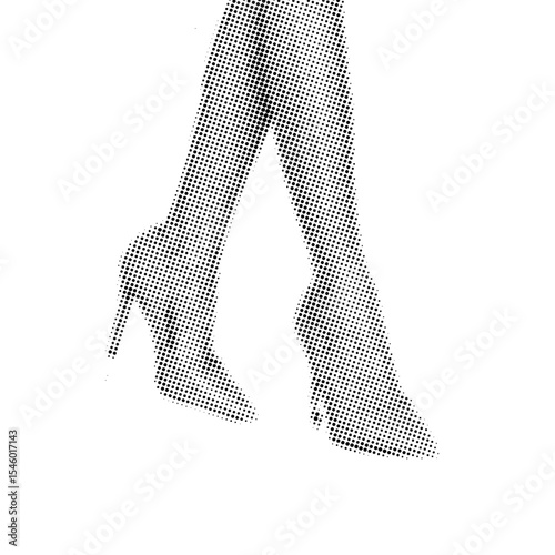 Sexy woman  legs in high-heels isolated in halftone effect collage element 
