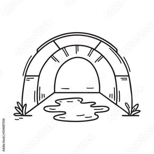 Water collecting in the center of a concrete underpass