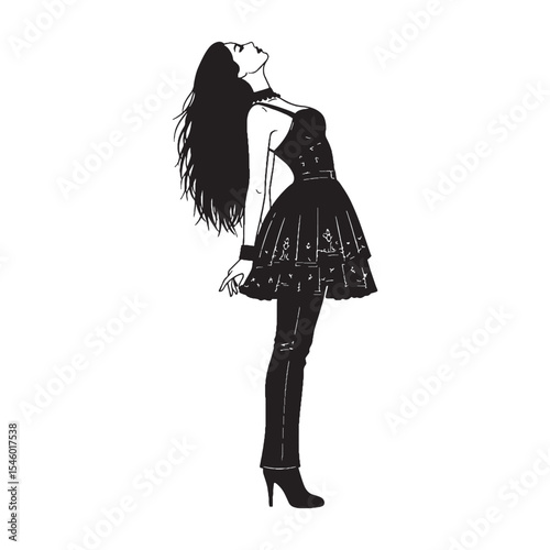 Unhurried lady leaning moving or resting without rush - lady leaning silhouette - lady leaning Vector - Silhouette of lady leaning
