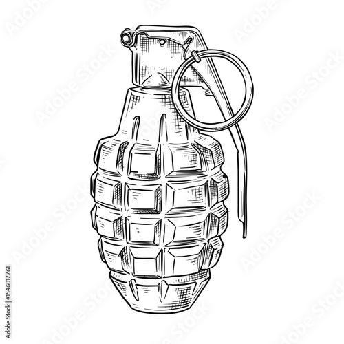 grenade vector line art hand drawn illustration