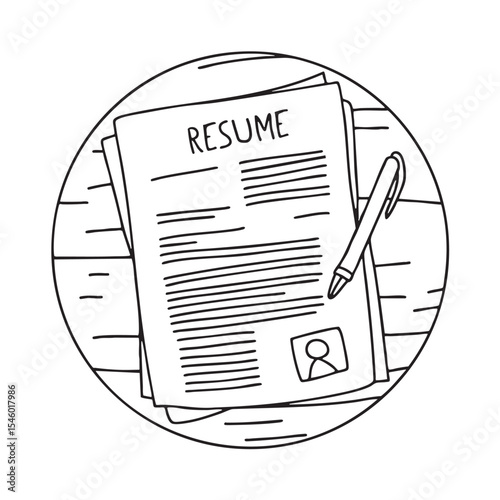 A document titled resume placed beside a pen on the desk