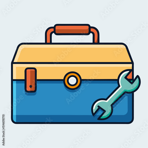 Closed toolbox icon wrench and hammer graphic for tool repair maintenance or diy projects