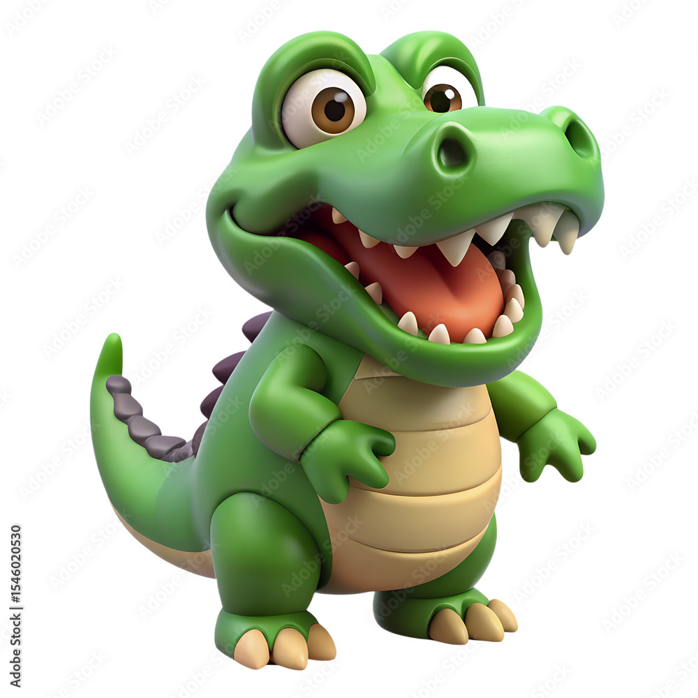Obraz premium 3D Cartoon Crocodile with Open Mouth