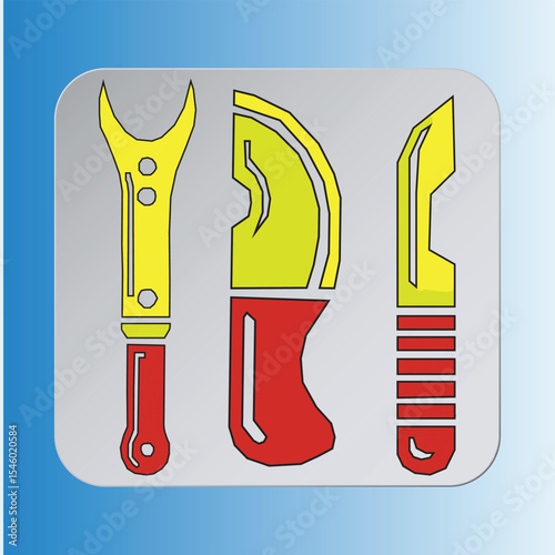 Button knife icon set. Sign edge on white background. Pointed tool. Simple knifes icons in vector design style