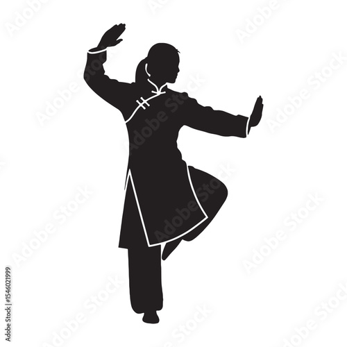 Precise woman martial artist executing moves with accuracy and sharp detail - woman martial artist silhouette - woman martial artist Vector - Silhouette of woman martial artist
