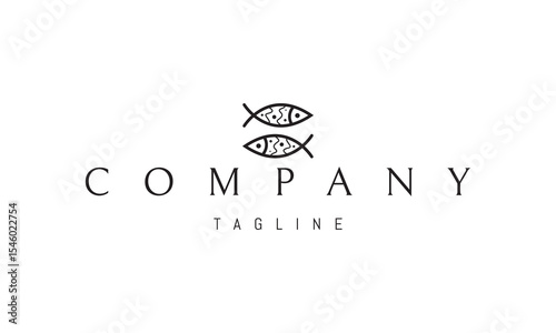 Vector logo with an abstract image of two fish with patterns.