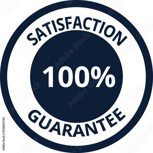 Satisfaction Guaranteed: A graphic with a modern circular badge that clearly presents a guarantee of satisfaction, symbolizing reliability and trustworthiness in a brand.
