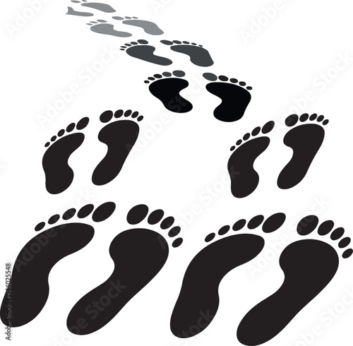 A Trail of Footprints Depicts Progress Fading into the Distance Representing Memories Progress Moving Forward Following a Path in Life