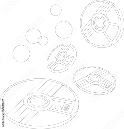 Compact disc vector illustration: a swirling digital target icon, a future technology symbol