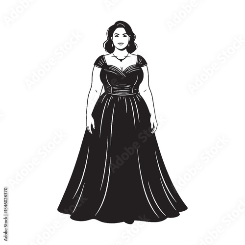 Resilient plus size lady standing firm with inner strength and perseverance - plus size lady silhouette - plus size lady Vector - Silhouette of plus size lady
