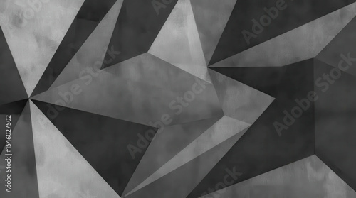 Sophisticated geometric pattern in shades of gray. Dynamic design with sharp angles and depth. Ideal for modern decor and artistic applications. Perfect for stylish backgrounds and visual impact.
