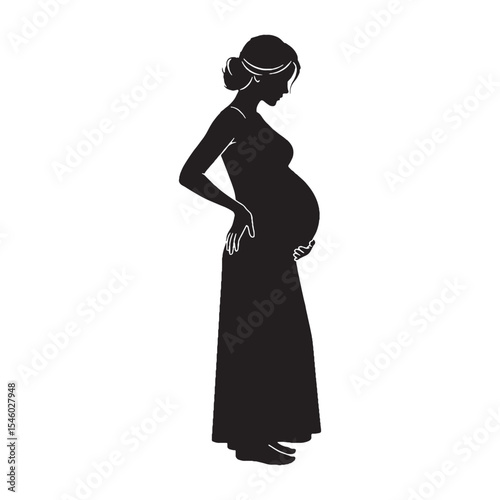 Joyful pregnant woman celebrating the miracle of new life - pregnant woman silhouette - pregnant woman Vector - Silhouette of pregnant woman

