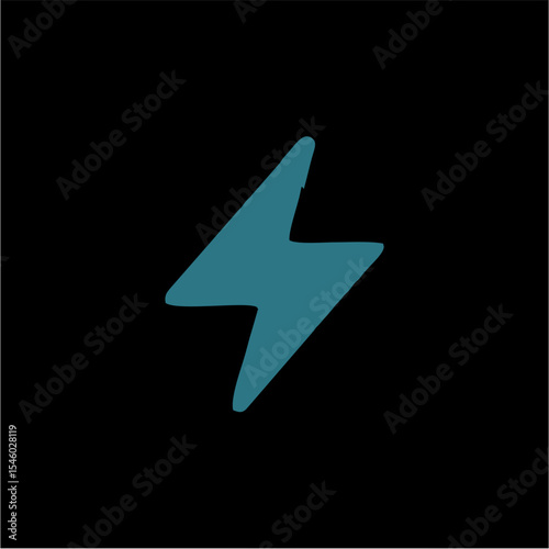 Minimalist Blue Lightning Bolt Icon on Black Background – Energy and Power Vector Symbol,A stylized blue lightning bolt icon with angular edges, oriented vertically and centered on a black background.
