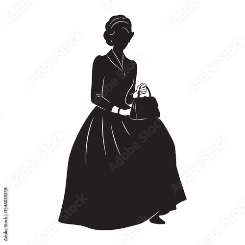 Content woman sitting feeling happy and satisfied in her position - woman sitting silhouette - woman sitting Vector - Silhouette of woman sitting
