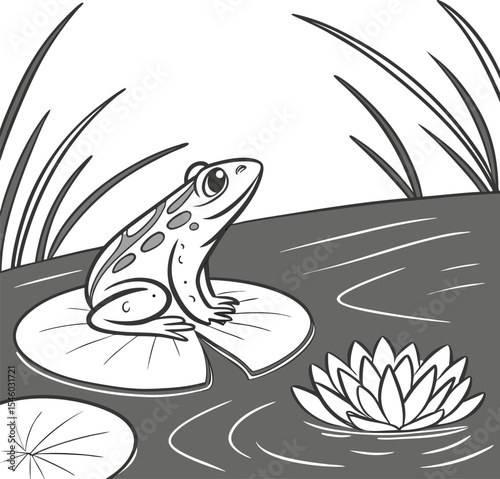 Funny animal cartoon illustration of a fish in water, perfect for a fun nature design or tribal art logo