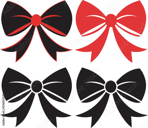 A collection of stylized illustrations depicting types of bows, including a longbow and a crossbow, with arrows, rendered with a clean and graphic aesthetic