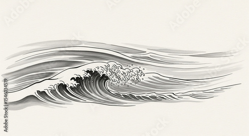 Black ink wave brushstroke on white background