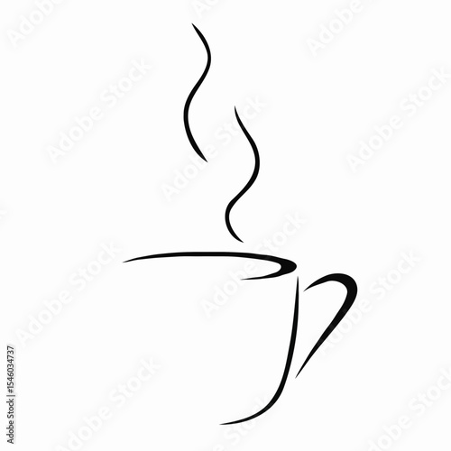 Minimalist coffee cup silhouette with steaming aroma  