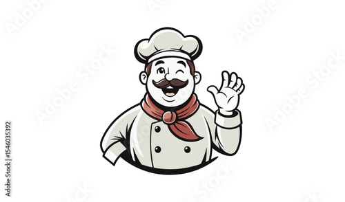 Happy winking cartoon chef mascot logo design
