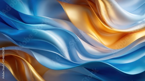 A mesmerizing abstract image of soft, flowing waves in harmonious blue and gold tones, evoking a sense of tranquility and fluidity in its rich textures.